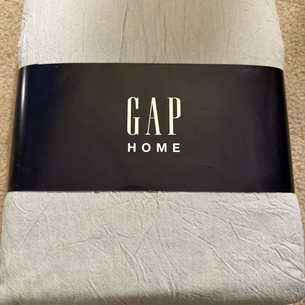Gap Home Organic Cotton Window Curtain Pair Light  Blue  48 x 63 2 Panels NEW